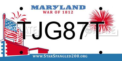 TJG87T Maryland License Plate