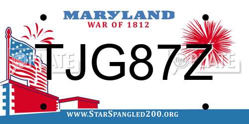 TJG87Z Maryland License Plate