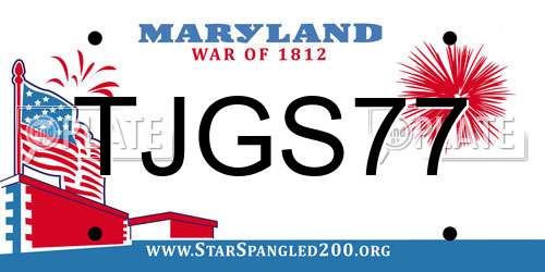 TJGS77 Maryland License Plate