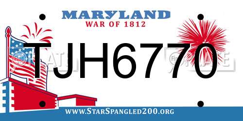 TJH6770 Maryland License Plate