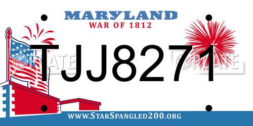TJJ8271 Maryland License Plate