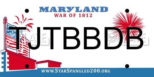 TJTBBDB Maryland License Plate