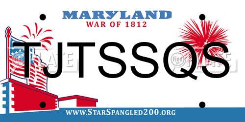 TJTSSQS Maryland License Plate