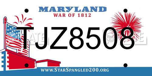 TJZ8508 Maryland License Plate