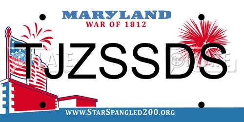 TJZSSDS Maryland License Plate
