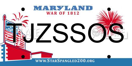 TJZSSOS Maryland License Plate