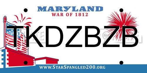 TKDZBZB Maryland License Plate