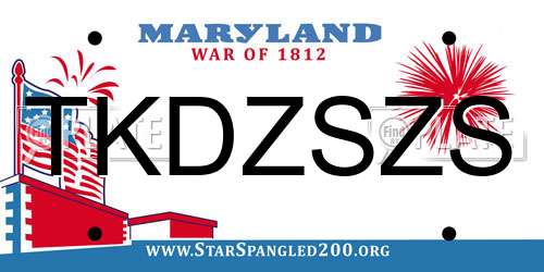 TKDZSZS Maryland License Plate