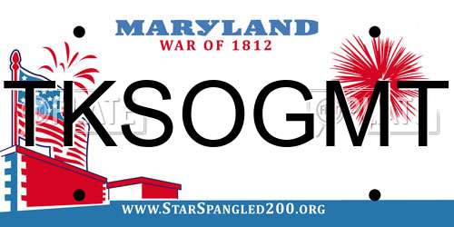 TKSOGMT Maryland License Plate