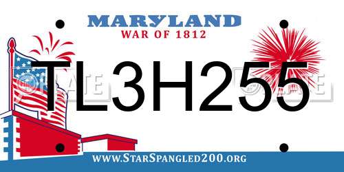 TL3H255 Maryland License Plate