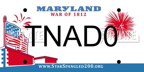TNAD0 Maryland License Plate
