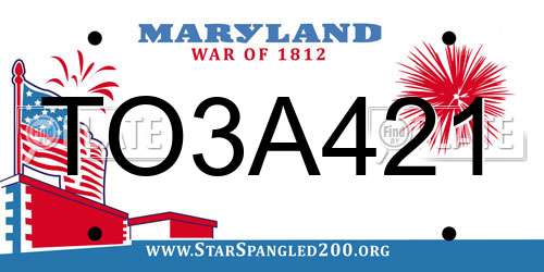 TO3A421 Maryland License Plate