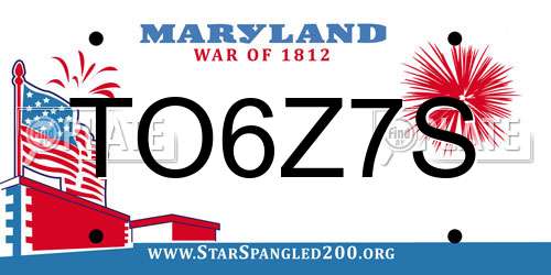TO6Z7S Maryland License Plate
