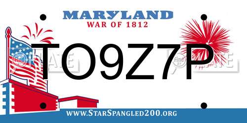 TO9Z7P Maryland License Plate