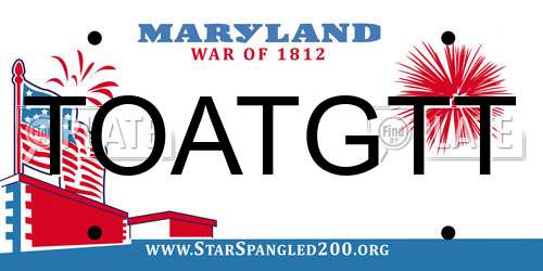 TOATGTT Maryland License Plate