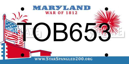 TOB653 Maryland License Plate