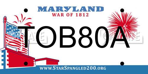 TOB80A Maryland License Plate