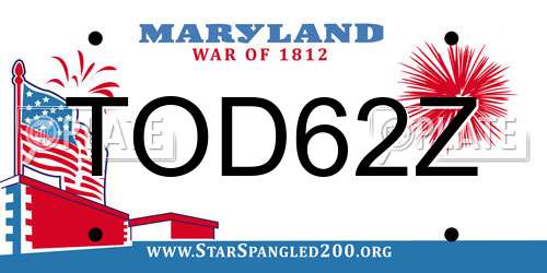 TOD62Z Maryland License Plate