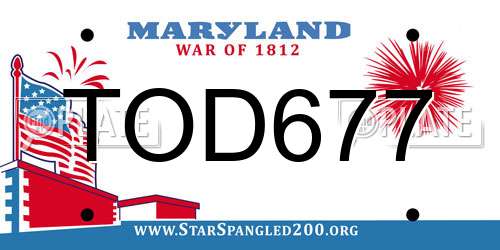 TOD677 Maryland License Plate