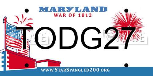 TODG27 Maryland License Plate