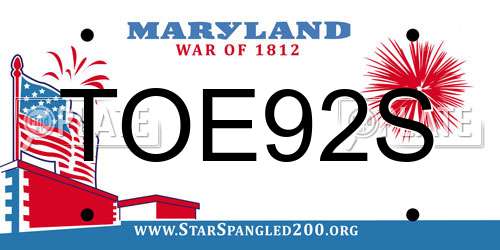 TOE92S Maryland License Plate