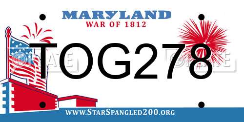 TOG278 Maryland License Plate