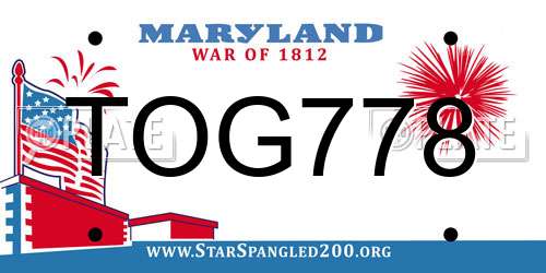 TOG778 Maryland License Plate