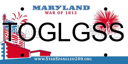 TOGLGSS Maryland License Plate
