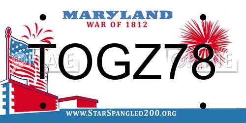 TOGZ78 Maryland License Plate