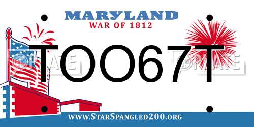 TOO67T Maryland License Plate
