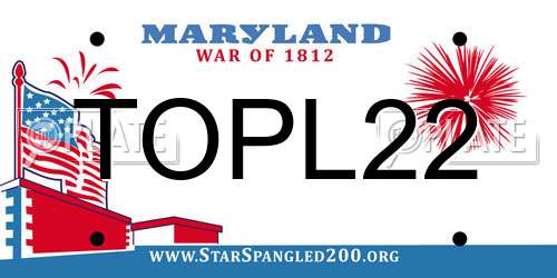 TOPL22 Maryland License Plate