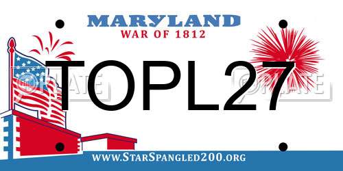 TOPL27 Maryland License Plate