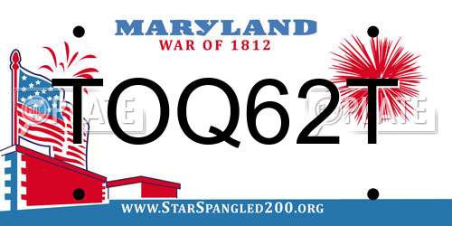 TOQ62T Maryland License Plate