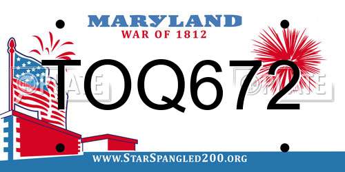 TOQ672 Maryland License Plate