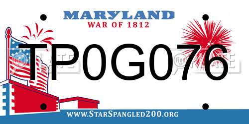 TP0G076 Maryland License Plate
