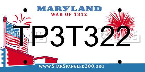TP3T322 Maryland License Plate
