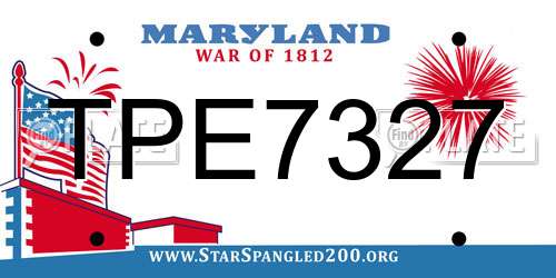 TPE7327 Maryland License Plate