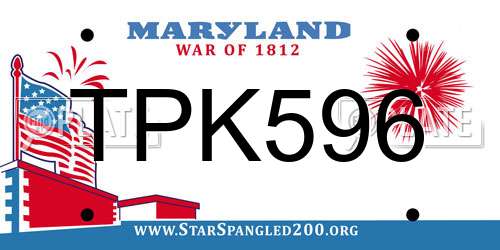 TPK596 Maryland License Plate