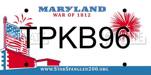 TPKB96 Maryland License Plate