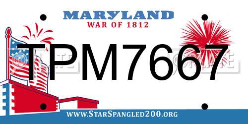 TPM7667 Maryland License Plate