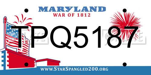 TPQ5187 Maryland License Plate