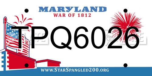 TPQ6026 Maryland License Plate