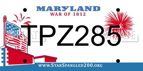 TPZ285 Maryland License Plate