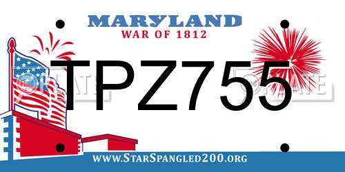 TPZ755 Maryland License Plate