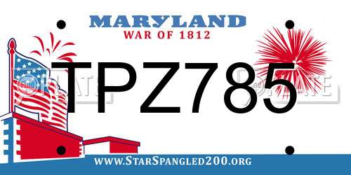 TPZ785 Maryland License Plate