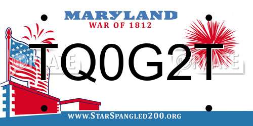 TQ0G2T Maryland License Plate
