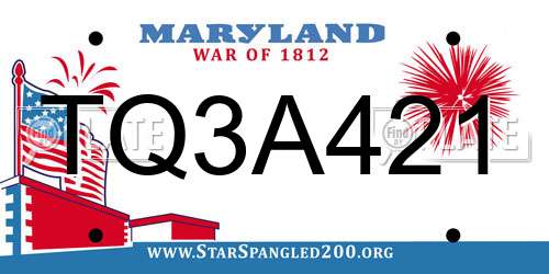 TQ3A421 Maryland License Plate