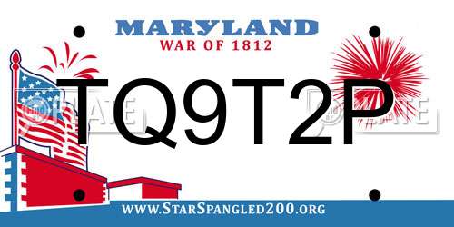 TQ9T2P Maryland License Plate