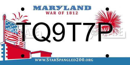 TQ9T7P Maryland License Plate