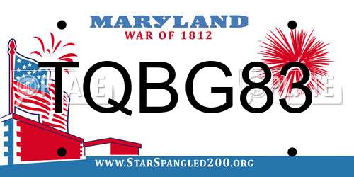 TQBG83 Maryland License Plate